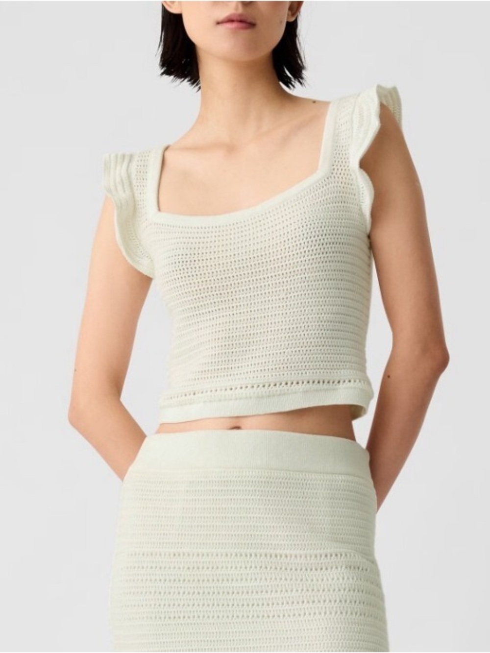 GAP open knit flutter sleeve top
